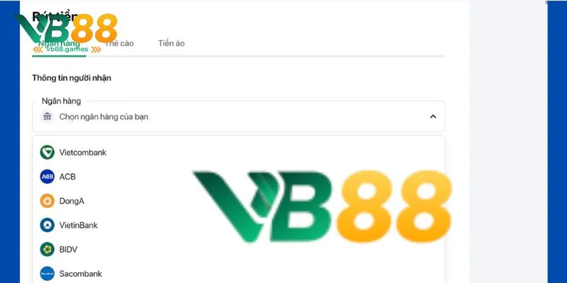 Thao tác đơn giản với hướng dẫn chi tiết rút tiền VB88